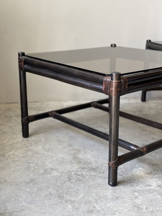 Image 1 of 2x bamboe salontafel / bijzettafel, 70s