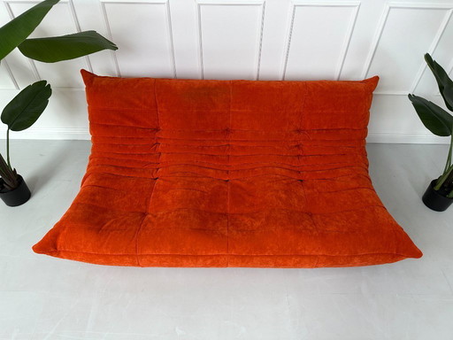 Ligne Roset Togo Canapé design Orange Alcantara 3 places