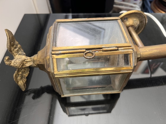 Image 1 of Antieke Koetsierslamp met adelaar en nieuwe bedrading