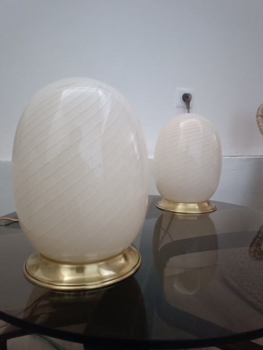 Pair of Egg Murano lamps, 1970s