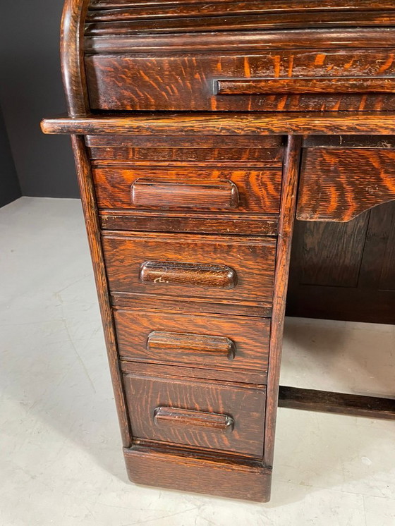 Image 1 of Escritorio americano Roll-Top, roble macizo, Checoslovaquia, años 30