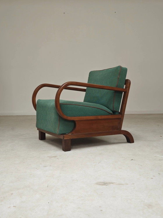 Pair of Art Deco green armchairs by Jindrich Halabala, Prague 1930 – Wood (photo 23 of 24)