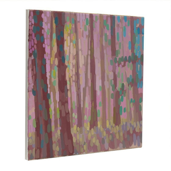 Image 1 of Schilderij "Boslicht 1", handgeschilderd uniek stuk, natuur, landschapsschilderij, acrylverf, 40x40 cm