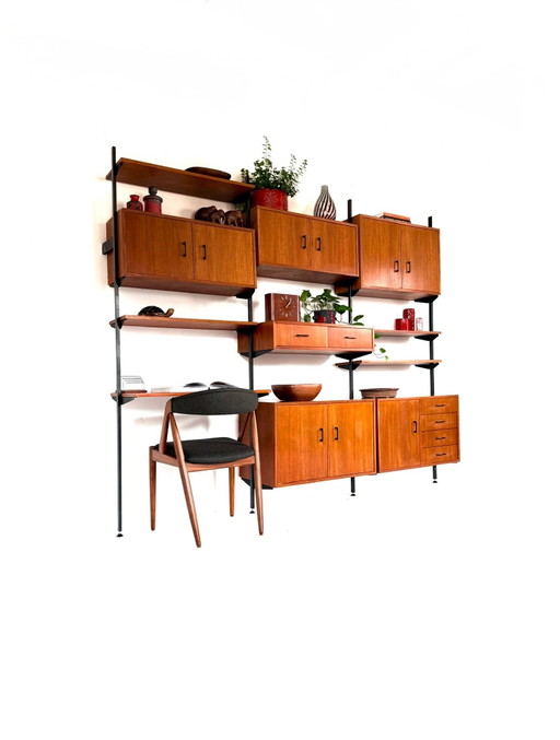 Sistema de pared modular de teca XL vintage danés años 60