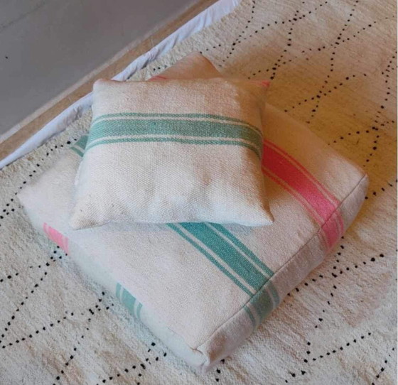 Image 1 of Set di pouf vintage, set di cuscini per seduta berberi