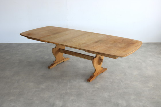 Image 1 of brutalist oak extendable dining table