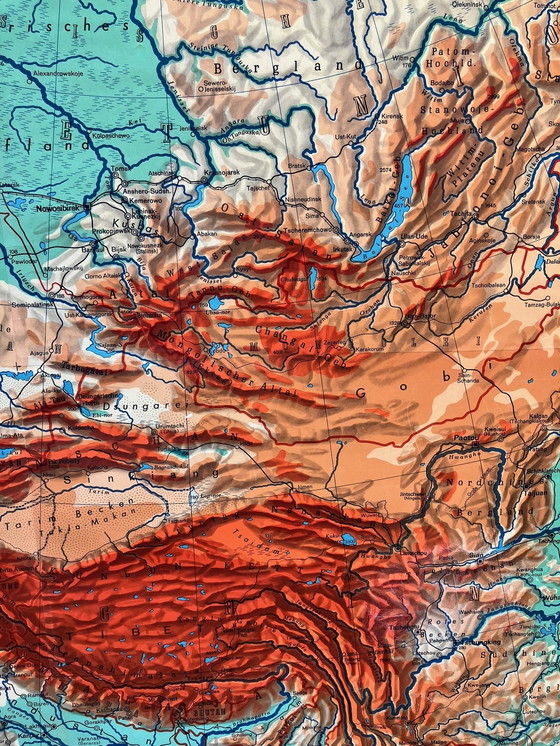 Image 1 of Bellissima mappa murale vintage XXL dell'Asia (stampa old school)