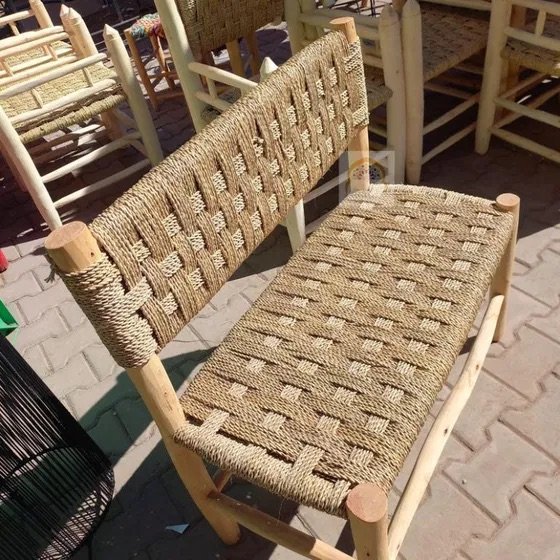 Sedia artigianale marocchina fatta a mano – Panche, Legno, Vimini (photo 5 of 5)