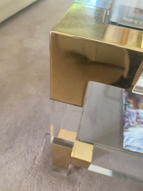 Image 1 of Perspex with brass large coffee table