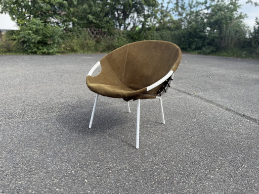 Space Age Balloon Chair by Lusch & Co Vintage Leather Chair 1970s Easychair