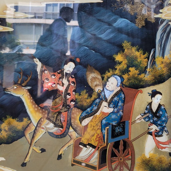 Image 1 of Miroir peint / Peinture sur verre « Scène traditionnelle », dynastie Qing, vers 1870 - Chine