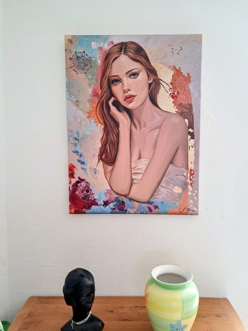 Elisabeth MIONE - Maéva - Litografia dell'artista su telaio