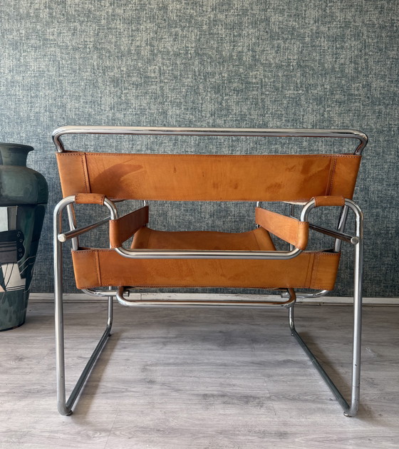 Image 1 of Vintage Wassily stoel – Cognacbruin leer – Fasem