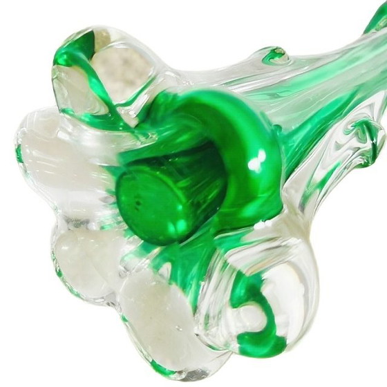 Vintage Mid-Century Murano Glass Tree Trunk Vase Green 1970s (photo 12 of 12)