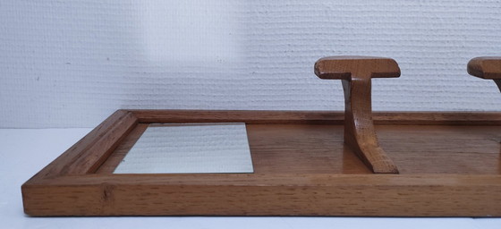 Image 1 of portemanteau mural chêne miroir vintage