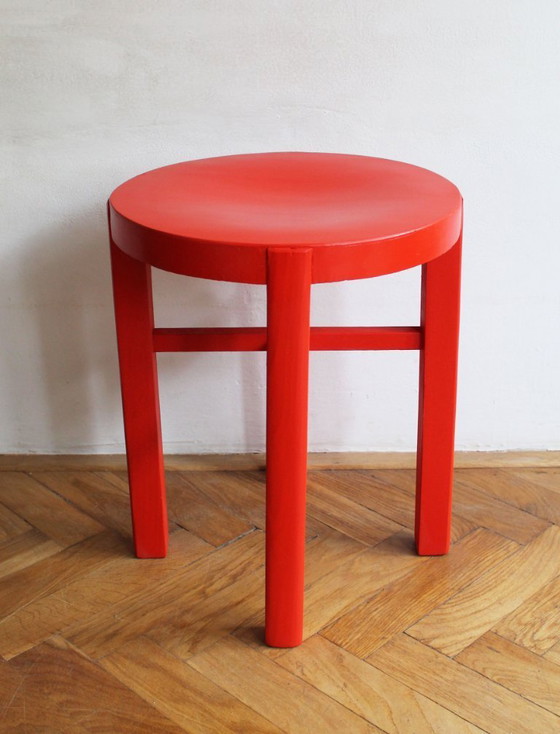Image 1 of 1930's Modernist Red Stool