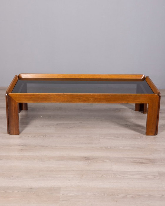 Image 1 of VINTAGE 1970s WOOD AND GLASS COFFEE TABLE DESIGNED BY AFRA AND TOBIA SCARPA