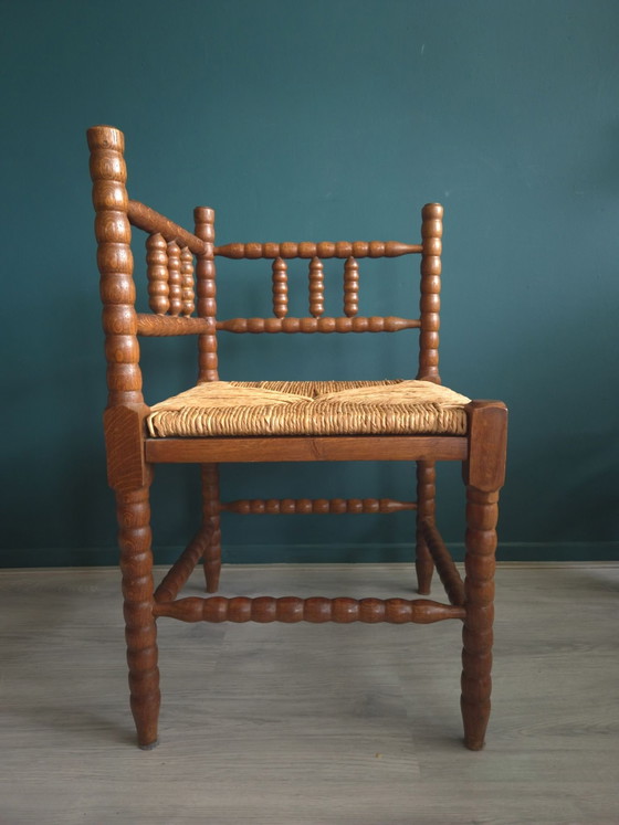 Vintage Bobbin corner chair | Wood/rattan | Rush seat, Dining chairs, Brown (photo 2 of 6)
