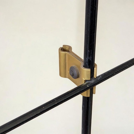 Image 1 of Karl Fichtel vintage black metal wall coat rack | minimalist coat rack with hooks, string coat rack ca.1950