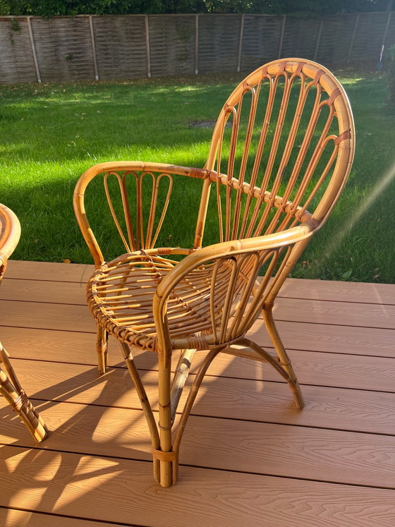 Set da giardino vintage Rohé in rattan anni '60 Boho – 3 pezzi (photo 9 of 13)