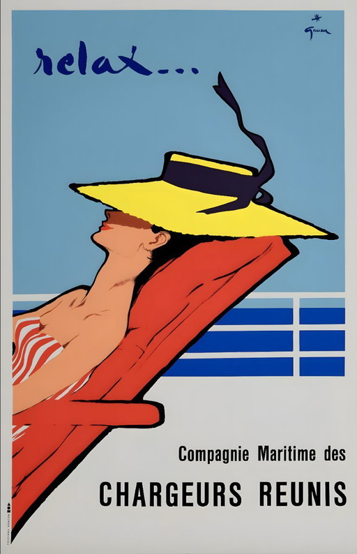 René Gruau – Relax Chargeur Reunis Druckgrafik – giclee prints, Paper