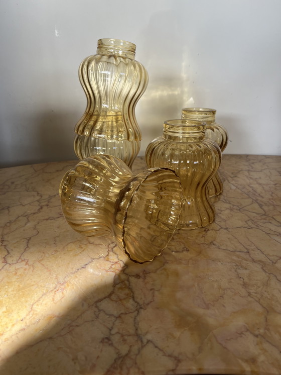 Image 1 of 5x lampenkapjes en glaçure vintage