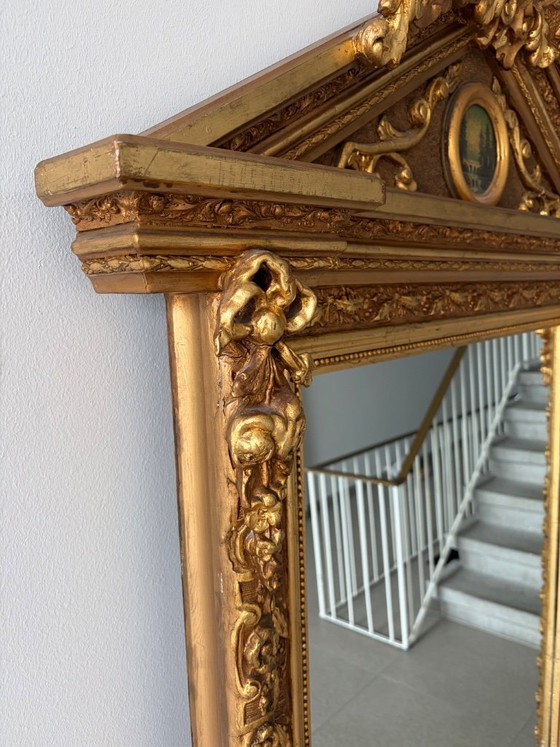 Großer antiker Goldspiegel (210 x 112,5 cm) – Glass, Wood (photo 5 of 7)