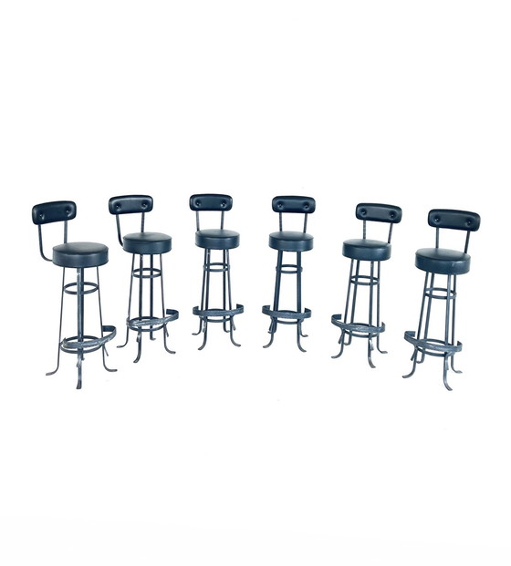 Image 1 of 6x Vintage Barstool Wrought Iron '60