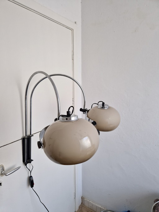 Vintage Dijkstra mushroom wall lamp 2 arches chrome