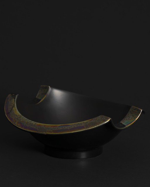 Rosenthal Jan Van Der Vaart + H. Drexler Handbeschilderde Kom Porcelaine Noire 90s