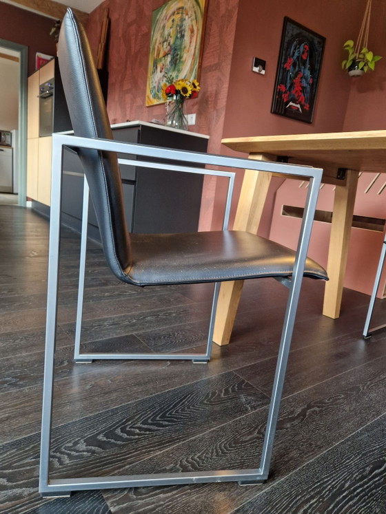 4x Arco Frame Sillas de comedor - cuero negro – Metal (photo 3 of 5)