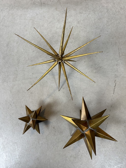 3x geometric figures in brass
