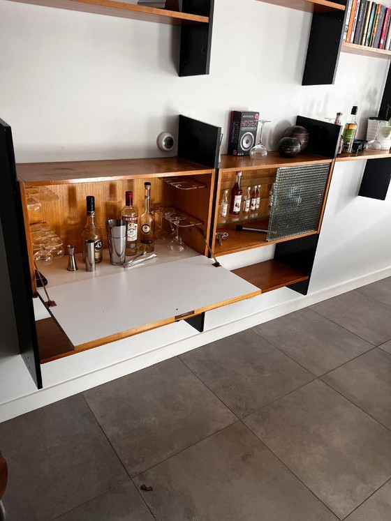 Image 1 of Sistema a parete vintage scandinavo con bar - design anni '60
