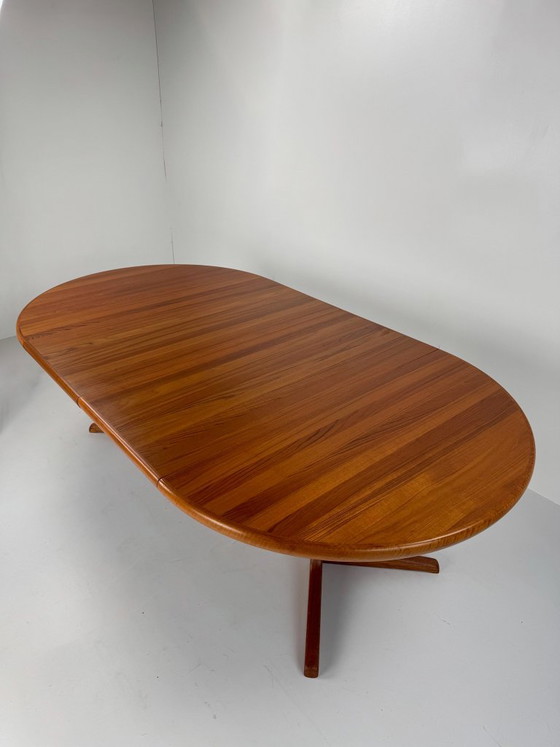 Uitschuifbare Teak Eettafel, Glostrup Møbelfabrik, Denemarken, ca. jaren 60, Hout, Metaal, Bruin (foto 2 van 15)