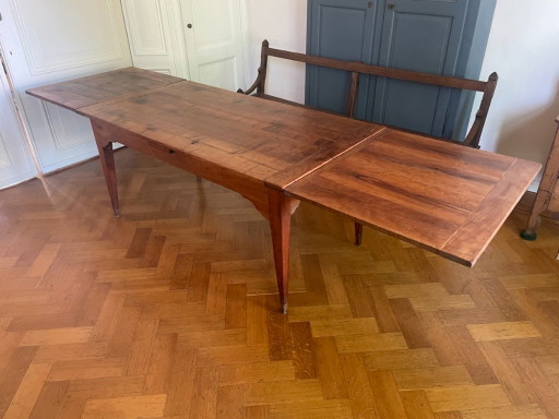 Mesa de comedor extensible de granja, antigua francesa del siglo XIX