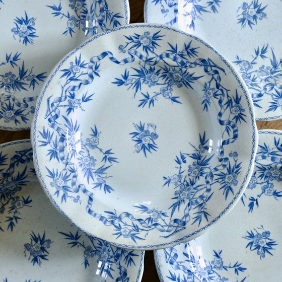 Image 1 of Assiettes XIXe terre de fer Sarreguemines "Epine" (5AC)