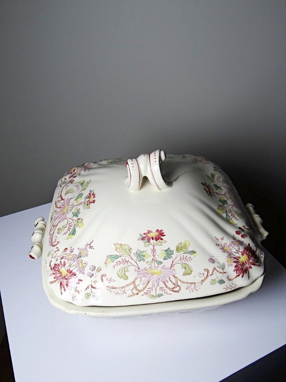Antike Longchamp Suppen-/Gemüseschüssel aus Steingut mit Gänseblümchenmuster – Geschirr, Ceramic, Vintage (photo 12 of 15)