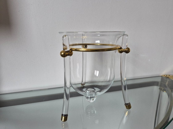 Image 1 of Portacandele vintage in stile Hollywood Regency, realizzato in Lucite/vetro.