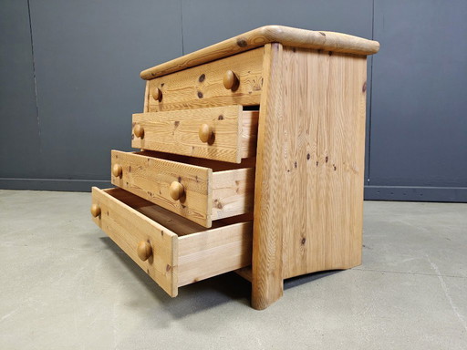 Scandinavian pine wood chest of drawers, 1980s