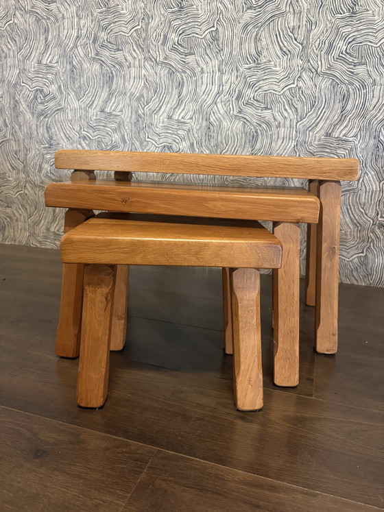 Tables gigognes en chêne, Mid-Century – Tables d'appoint, Wood (photo 2 of 5)