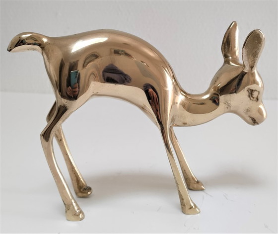 Image 1 of solid brass deer, 1980s