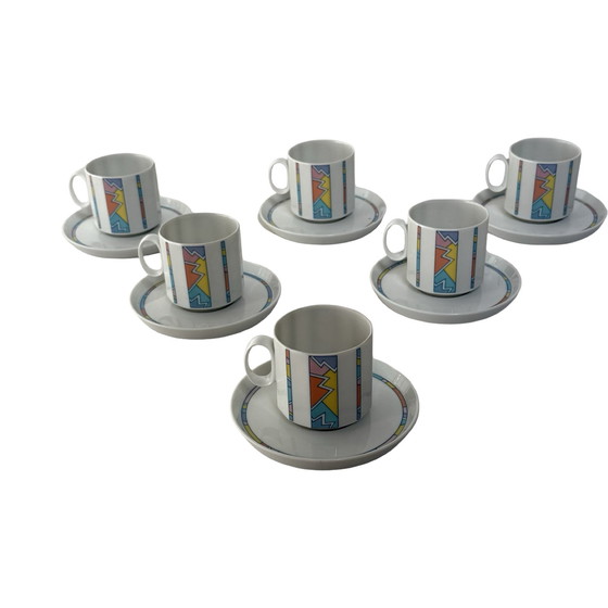 Image 1 of Rosenthal Studio-Linie - Estilo Memphis - juego de 6 tazas + platillos - Flash