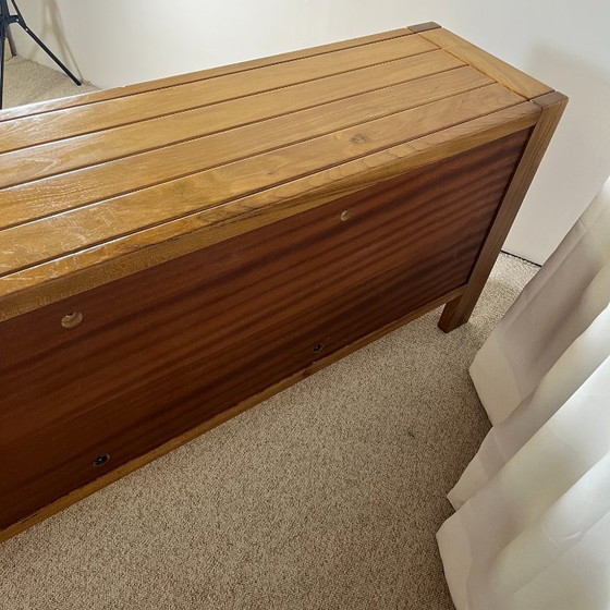Image 1 of Large French sideboard in solid elm, 1970, attributed to the Chauvin Workshop
