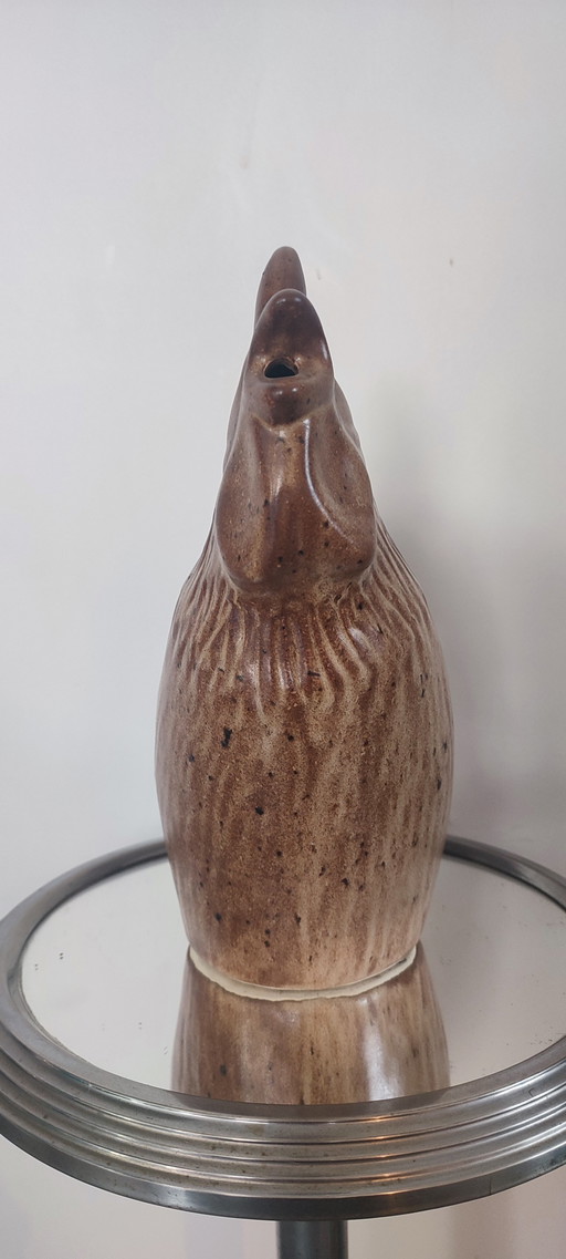 Brocca zoomorfa in ceramica di Vallauris, a forma di gallo