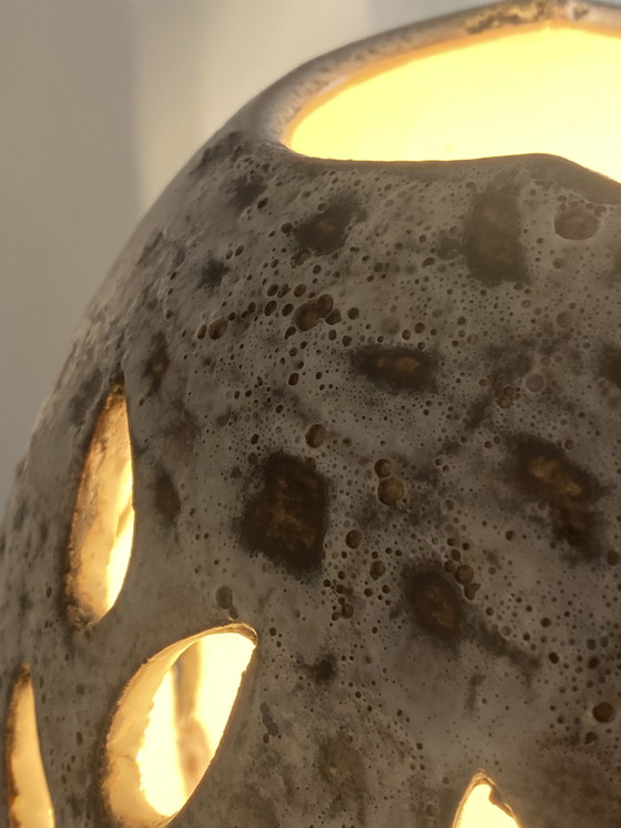 Image 1 of openwork lamp by F & J Bonaudi, Vallauris ceramics circa 1960