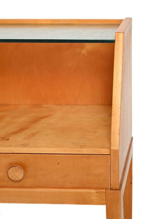 Image 1 of Comodino scandinavo vintage in radica di betulla