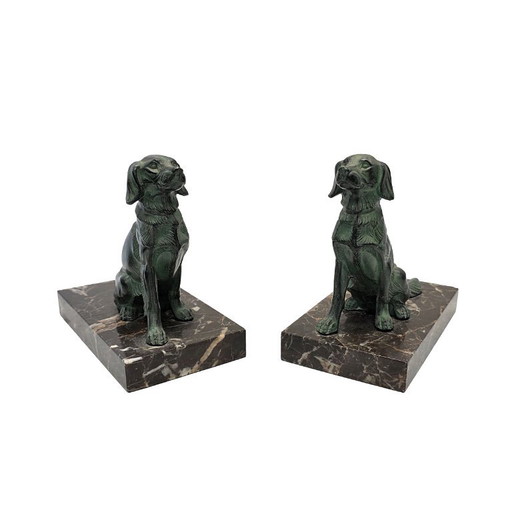 Fermalibri francesi Art Déco con cani – decoratieve objecten, Marble (photo 2 of 6)