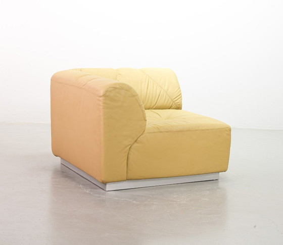 Image 1 of Distinguished Mid-Century Sandy Leather Domaine Modular Walter Knoll Sofa Designed by Bernd Münzebrock, 7 Elements. Germany, 70s