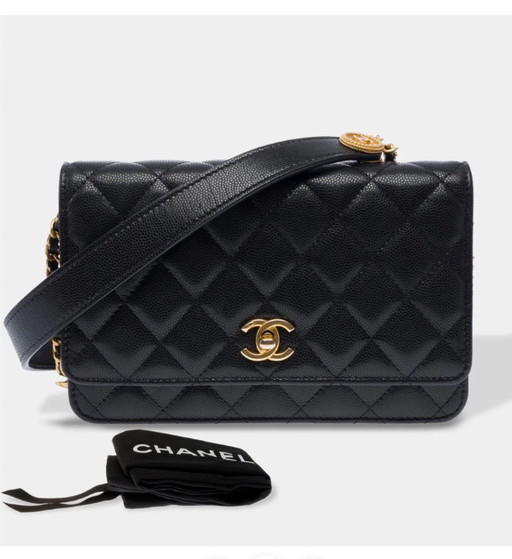 Sac CHANEL Wallet on Chain en Cuir Noir - 103397