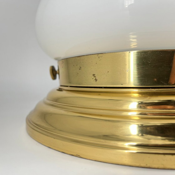 Vintage Art Deco/Bauhaus ceiling lamp – opal glass – 2x E27 – Mid Century – Ceiling lights, Metal (photo 9 of 13)